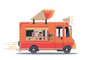 Vector Van Illustration. Retro Vintage Ice Cream Truck