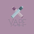 Vector vaping logo with two crossed mechanical modes. Colored flat-style on violet background