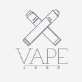 Vector vaping logo with two crossed mechanical modes. Outline on white background.