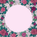 Vector varicolored floral round ornamental frame