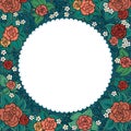 Vector varicolored floral round ornamental frame