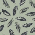 Vector Variegated Spathiphyllum Leaves on Dusty Green seamless pattern background. Perfect for fabric, scrapbooking and