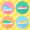 Vector various types of summer shoes. Flat