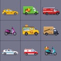 Vector of various urban and city cars, vehicles Royalty Free Stock Photo