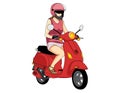 Vector - Vector cute girl on a scooter