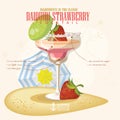 Vector Vector illustration of Vector illustration of popular alcoholic cocktail. Daiquiri strawberry club alcohol shot. Royalty Free Stock Photo