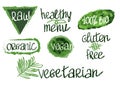 Vector vegan hand drawn word icons set