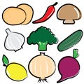 Vector vegetable icon set
