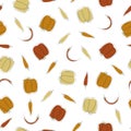 Vector Vegetables Bell Sweet Cayenne Chili Peppers Scattered on White Seamless Repeat Pattern. Background for textiles Royalty Free Stock Photo