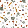 Vector Vegetables Carrots Beets Turnips on White Background Seamless Repeat Pattern. Background for textiles, cards