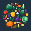 Vector Vegetables Flat Style Icons Set