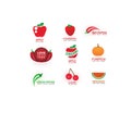 Vector vegetables and fruits icons set, love, cooking symbols, food label set