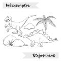 Vector Velociraptor and Stegosaurus isolated on a white background Royalty Free Stock Photo