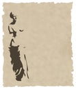 Vector venus silhouette on old paper