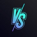 Vector versus sign modern neon gradient style cyan blue color