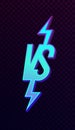 Vector versus sign neon gradient style blue color