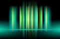 Vector vertical aurora green color light. Abstract background