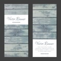 Vector vertical banners, cards set. Wood planks