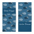 Vector vertical banners with cute sheep