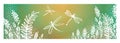 Vector vertical border with dragonflies, flowers, grass and plan Royalty Free Stock Photo