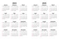 Vector 2024 and 2025 vertical calendar. Modern illustration