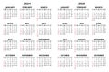 Vector 2024 and 2025 vertical calendar. Modern illustration