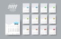 Vector vertical calendar template 2022, cover with place for photo, color insert with months Royalty Free Stock Photo