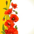 Vector vertical frame with poppies and ladybugs