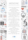 Vector vertical layout frame with medical equipment and tools. Medicine elements banner design. Cute funny health care, check or Royalty Free Stock Photo