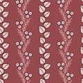 Vector vertical plant seamless pattern in pink