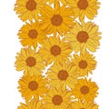 Vector vertical seamless border with yellow sunflowers with bronze outline isolated on white background Royalty Free Stock Photo