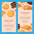 Vector vertical web banners with cartoon cookies