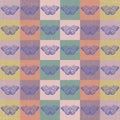 Vector very peri butterfly on boho colorful seamless pattern background Royalty Free Stock Photo