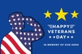 vector veterans day with american flag in silhouette soldier saluting, and with golden stars Royalty Free Stock Photo