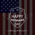 Vector Veterans Day background with white shield and lettering.