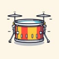 Vector of a vibrant and colorful flat vector icon of a red and yellow drum