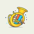 Vector of a vibrant and colorful illustration of a trumpet with a unique design