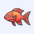 Vector of a vibrant goldfish swimming in a serene blue background