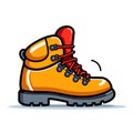 Vector of a vibrant pair of yellow boots with eye-catching red laces Royalty Free Stock Photo