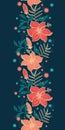 Vector vibrant tropical hibiscus flowers vertical