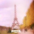 Vector view on Eiffel Tower, Paris, France. Blur background made Royalty Free Stock Photo