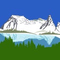 Vector view with mountains and forest