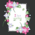 Vector Vignette of spring vector flowers Royalty Free Stock Photo