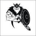 Vector Viking warrior with sword Cartoon Illustration.