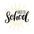 Vector vintage Back to school logo. Children education background. Knowledge day design with rays Royalty Free Stock Photo
