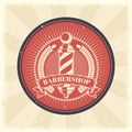Vector Vintage Badge, Sticker, Sign With Barber Shop Pole