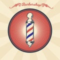 Vector vintage badge, sticker, sign with barber shop pole Royalty Free Stock Photo