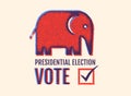 Vector vintage banner for 2024 presidential election in USA. Vector illustration of elephant from republican party. Vote 2024 Royalty Free Stock Photo