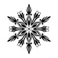 Vector vintage Beautiful mandala black and white flowers and leaves isolated. Royalty Free Stock Photo