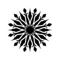 Vector vintage Beautiful mandala black and white flowers and leaves isolated. Royalty Free Stock Photo